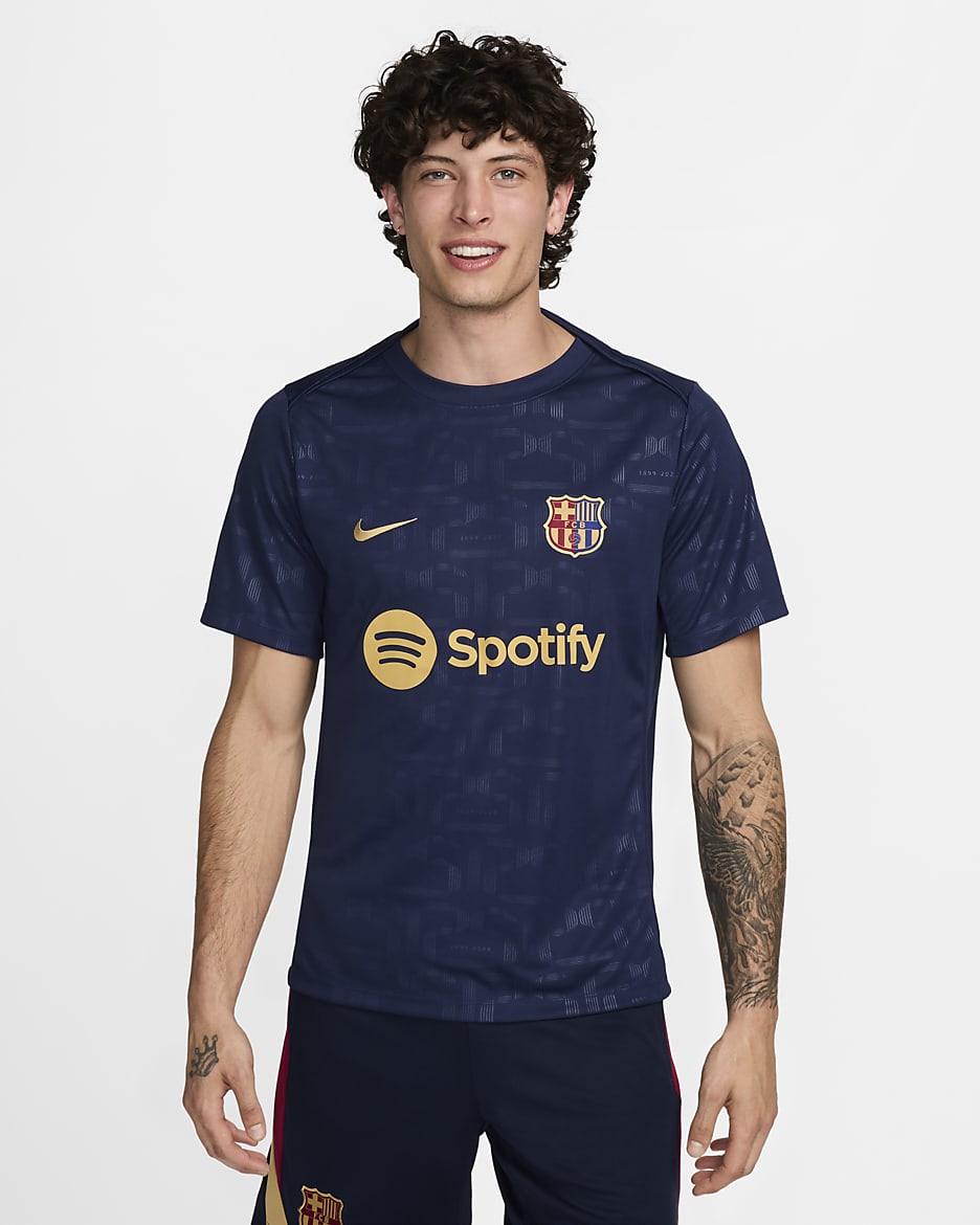 F.C. Barcelona Academy Pro Home Men s Nike Dri FIT Football Pre Match Short Sleeve Top. Nike UK